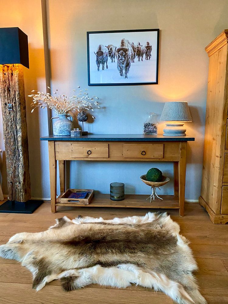 Bisonherde in Winterlandschaft mit Schnee  von Diana van Tankeren 