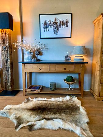 Bison Herd In Winter Landscape With Snow