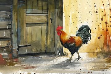 abstract farm rooster / hen by Gelissen Artworks