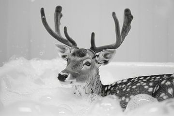 Hirsch im Badezimmer - Ein bezauberndes Badezimmerbild für Ihr WC
