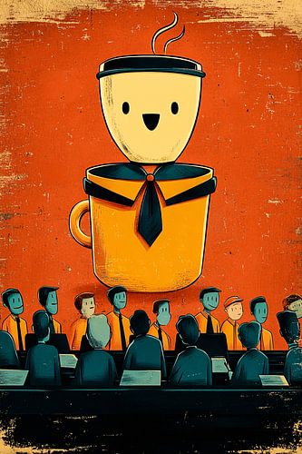 Koffiekop ontmoet mensen humoristisch
