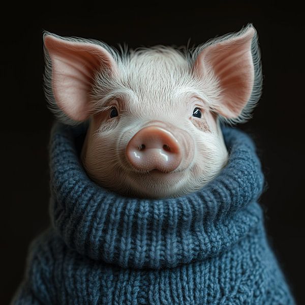 Pig dressed for winter by Ton Kuijpers