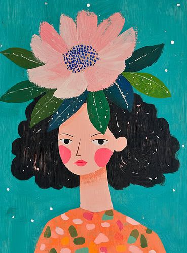 Frau mit Blumenkrone