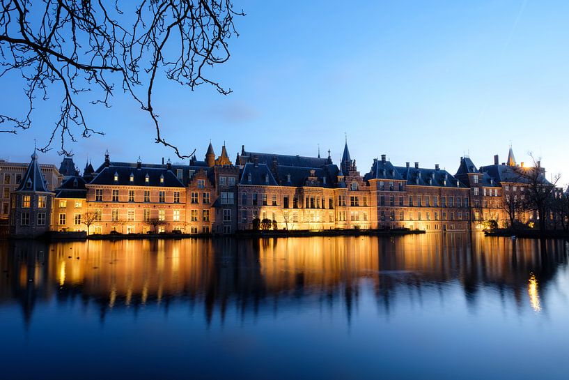 Hofvijver in Den Haag met uitzicht op het Binnenhof van Esther Seijmonsbergen