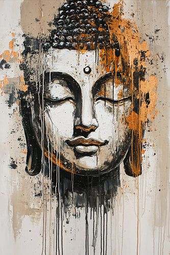 Boeddha portret met gouden accenten