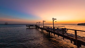 Curacao - Piscadera bay sunset - zonsondergang van Marly De Kok