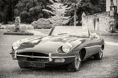 Jaguar E-Type Roadster en noir et blanc sur Sjoerd van der Wal Photographie