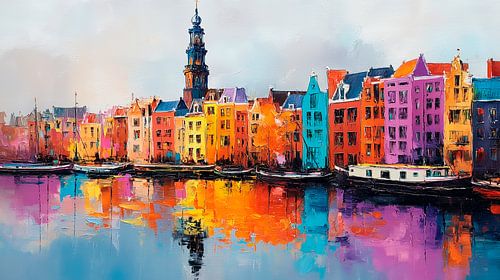 Leiden Harbour - Colourful houses on the waterfront