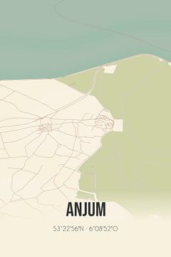 Vintage map of Anjum (Fryslan) by Rezona