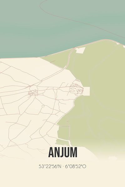 Vintage map of Anjum (Fryslan) by Prints of Place