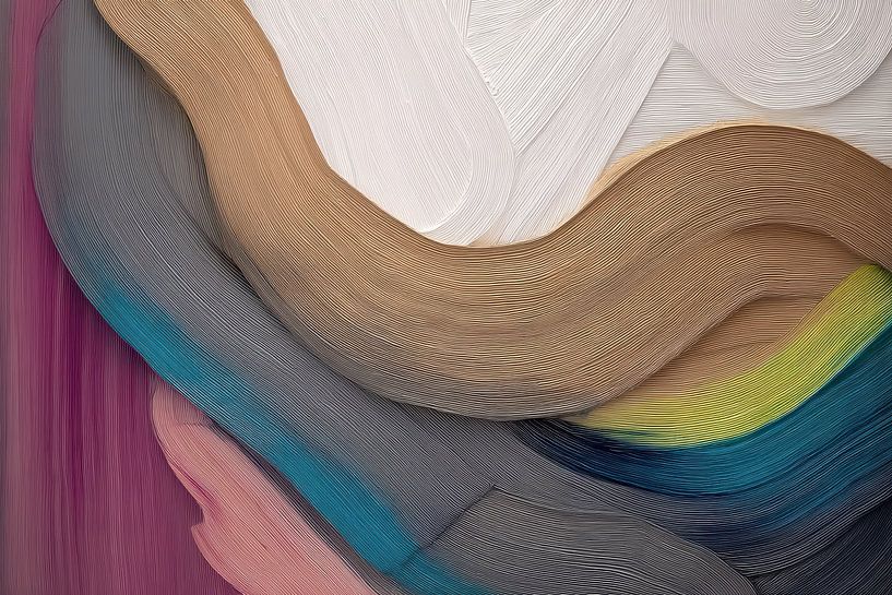 Abstract colour layers in fluid motion by Digitale Schilderijen