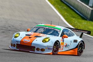 Porsche 911 RSR GTE racing car driving at Spa Francorchamps. by Sjoerd van der Wal Photography