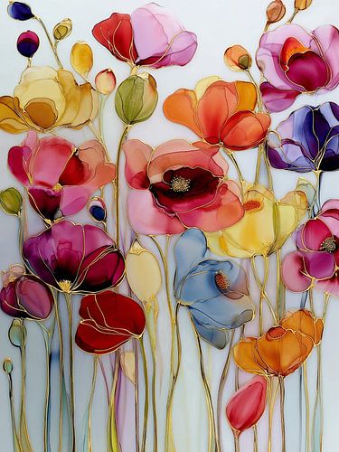 Abstrakte, farbenfrohe Blumenharmonie