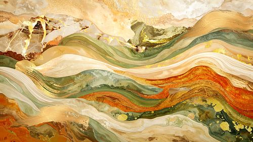Golden horizon with abstract nature in flowing lines