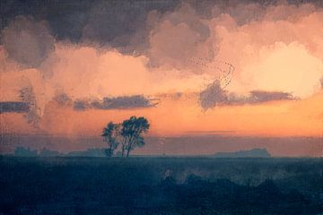 Malerischer Herbstmorgen und Sonnenaufgang von Dirk Wüstenhagen