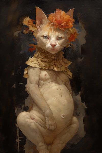 "Felis Floracoronata" -" auf Latein.  Beschreibung: von Emil Husstege