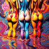 Nus féminins nés d'un déluge de couleurs - corps de femmes entre figuration et dissolution dans le cosmos enivrant de la peinture sur AidasignArt