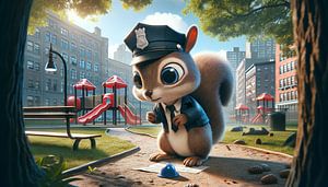 Eichhörnchen-Polizist im Morgendienst