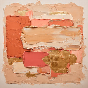Abstracte Impasto textuur in Warme tinten met goud