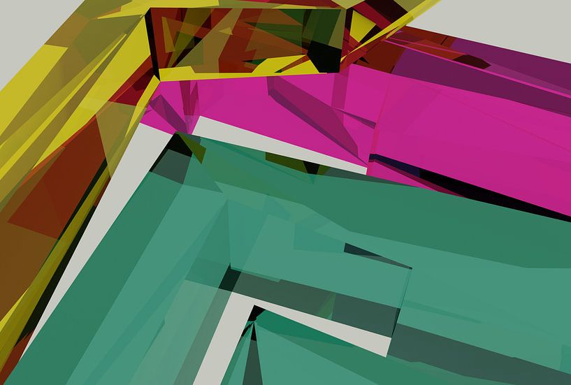 Tha Maze 6-2-4 van Pat Bloom - Moderne 3D, abstracte kubistische en futurisme kunst