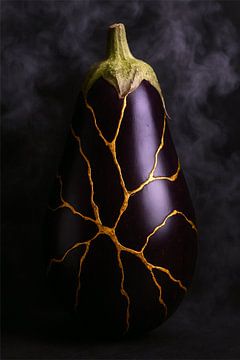 Art of Kintsugi golden eggplant