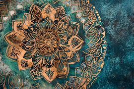 Colourful mandala art on texture background by Poster Art Shop
