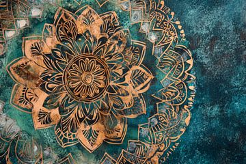 Colourful mandala art on texture background by Poster Art Shop