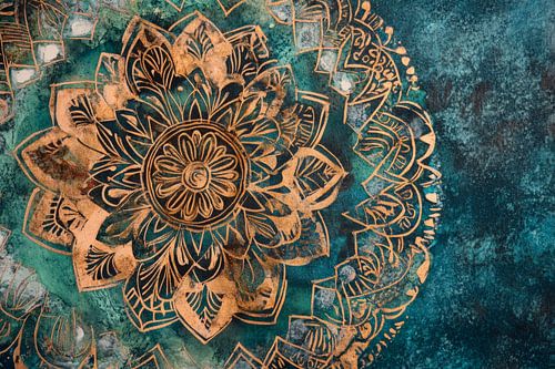 Colourful mandala art on texture background