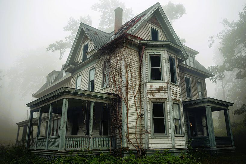 Oude villa gehuld in mist van Imperial Art House