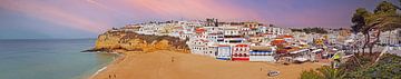 The town of Carvoeiro in Algarve Portugal at sunset by Eye on You