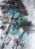 Botanische planten en insecten afdruk Groen Blauw