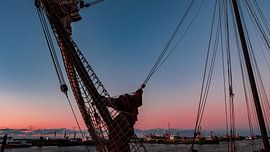 Harbour of Lauwersoog at sunset by Eddy Westdijk