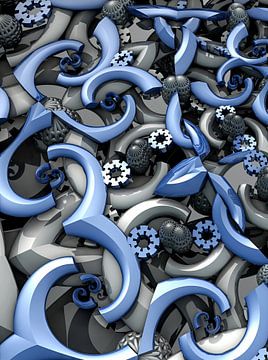 3d abstract art Moderne kunst in blauw en grijs van W J Kok