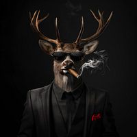 Hirsch mit Zigarre und Sonnenbrille