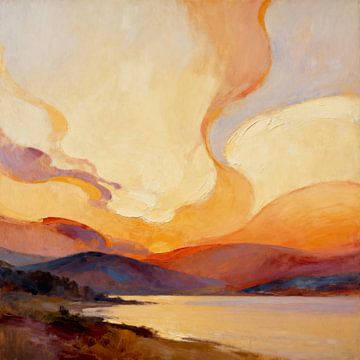 Scandinavian retro landscape brown bronze