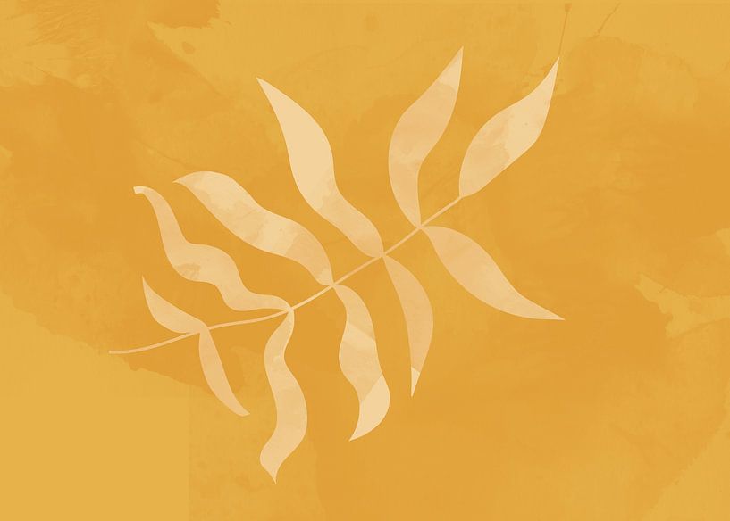 Golden nature leaf by Mad Dog Art
