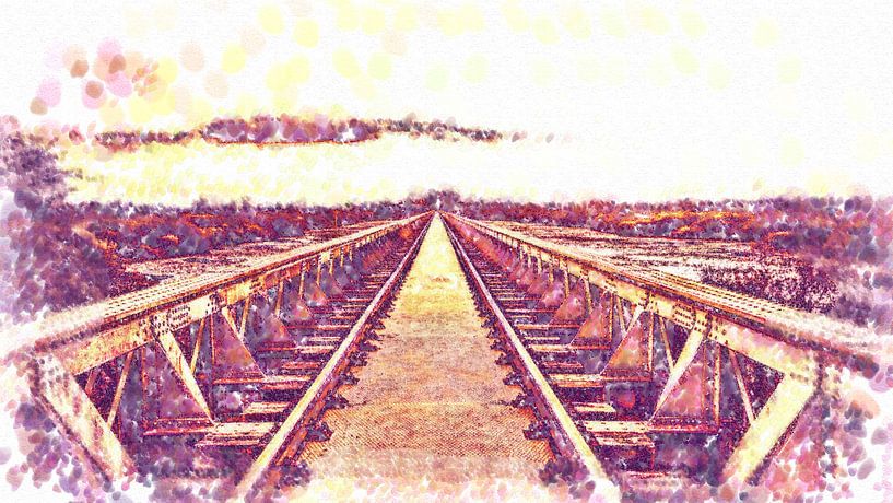 De mooie Brug van Moerputten als pentekening, olieverfschilderij, gouache, impasto en andere variant van Maurice Meerten