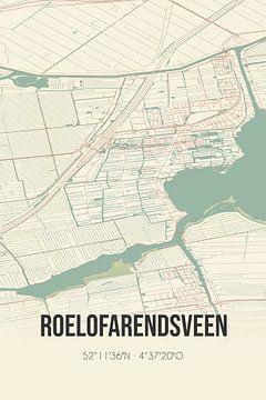Vintage landkaart van Roelofarendsveen (Zuid-Holland) van Rezona