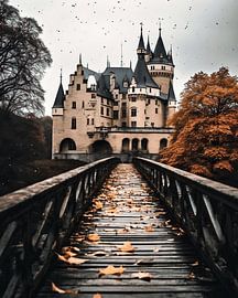Romantische Burg im Herbst