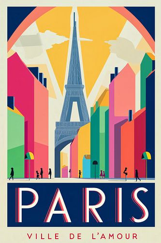 Poster rétro Paris - Ville d'amour années 1960