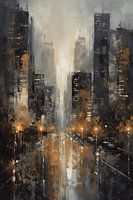 Regenachtige abstracte stad