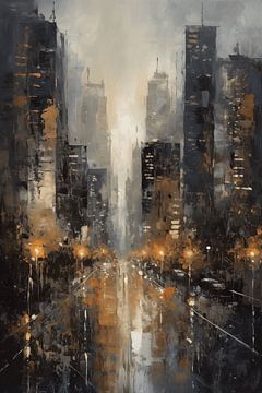 Rainy abstract city by Lisa Maria Digital Art