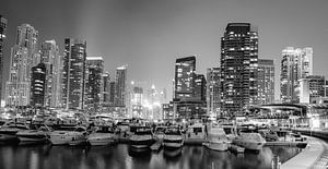 Dubai Marina (zwart-wit) van Martijn Kort