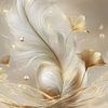 wit en goud - bloemen en veren van Gelissen Artworks