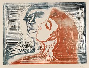 Mann und Weib sich küssend - Kopf bei Kopf, EDVARD MUNCH, 1905