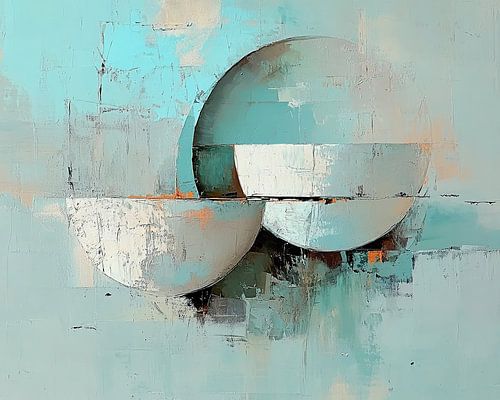 Turquoise apaisant | Superposition abstraite en turquoise sur Zen et Plus