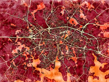 Map of Vannes with the style 'Amber Autumn' by Maporia