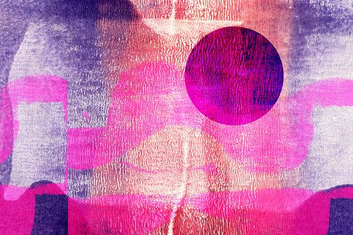 Abstract landschap in neonroze, rood en lila