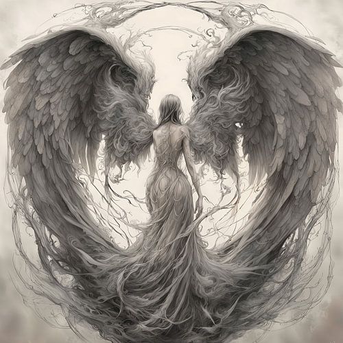 Angelic Love - Angel with Heart-Shaped Wings