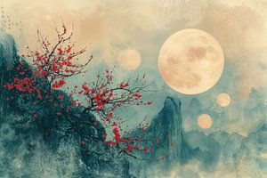 Landschaft mit Blüte in Japan